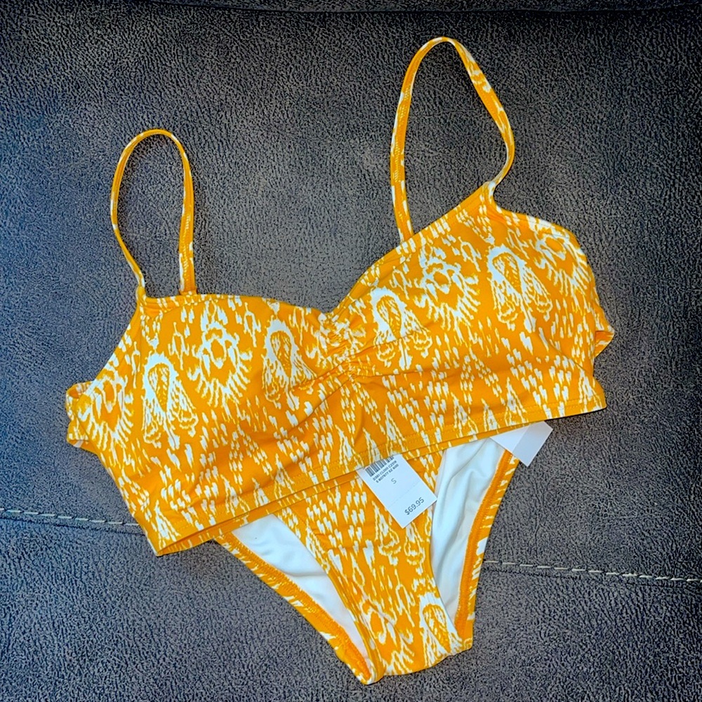 LOFT Aztec 2pc swim suit Size: Small Color: Yellow/Orange